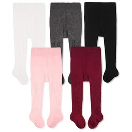 CozyWay Toddler Tights - Girls and Boys Leggins Cable Knit Comfy Cotton Toddlers 1T-2T Multicolor - 5 Pack
