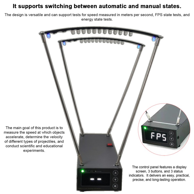 Velocimetry Speed Measuring Instrument 0-2000MPS Bow Velocity Measurement Tool Aluminum