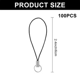 Aestustheri 100PCS Phone Charm Strap - Polyester+Alloy Phone Lanyard - DIY Hanging Charms - Keychain Accessories (Black)