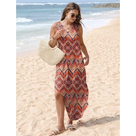 Sampeel Vacation Dresses for Women 2025 Summer Flowy Maxi Cute Boho Dress Beach Essentials L