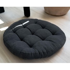 SnugCollection 24 Inches Extra Large Round Meditation Cushion - Corduroy Floor Pillow & Floor Cushions for Adults - Yoga, Pets, Floor Cushions for Kids & Floor Seating, 1 Count, Charcoal Grey