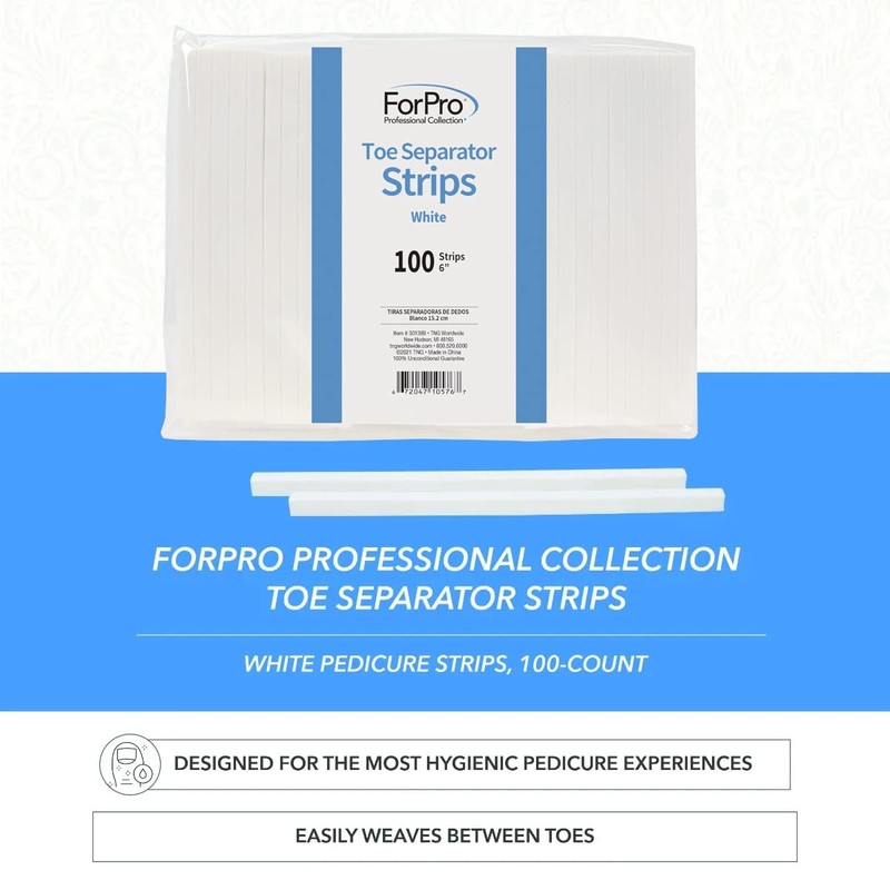 ForPro Toe Separator Strips, Individual Pedicure Toe Separators, 6” L,