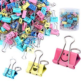 Paquete de 80 clips para carpeta, clips de papel Limque con cara sonriente hueca de colores, 80 clips de tamao surtidos, para oficina, regalos para...