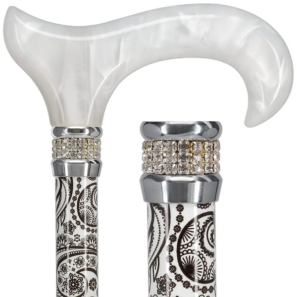 Pearlz Designer Adjustable Cane (White)