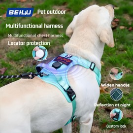 Waterproof and Breathable Dog Harness Sized, No Pull Pet Harness, Adjustable Soft Padded Pooch Vest with Instant Control Handle, Easy Walking Reflective Pet Vest for Dogs (Blue, Large)
