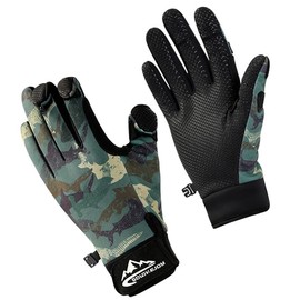Fishing Gloves, Opening and Closing, 3 Finger Out, Anti-slip, Cold Protection, Thermal Insulation, Fleece-Lined, Waterproof, Windproof, Wrist Fixed, Anti-Loss, Mountain Climbing, Skiing, Cycling, Camping, Men's, Women's, Large