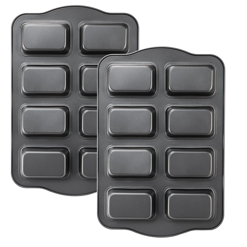 Lawei 2 Pack 8 Cavity Mini Loaf Pan, Non-Stick Small