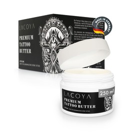 LACOYA® - Premium Tattoo Butter für frisch tätowierte Haut - Pflegecreme für tägliche Tattoo After-Care Pflege - Tattoo-Creme mit Shea-Butter vegan atmungsaktiv (Made in Germany) - Tattoopflege Balsam