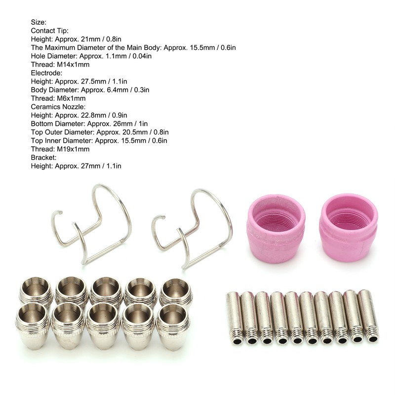 Plasma Cutting Torch Consumables Kit Electrode Contact Tip Ceramics Nozzle