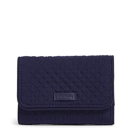 Vera Bradley Women's Microfiber Riley Compact Wallet With RFID Protection, True Navy, One Size