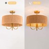 Maxax 3-Lights Rattan Ceiling Light Fixtures Boho Farmhouse Chandelier, 17.7"