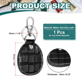 PATIKIL Leather Key Fob, Genuine Leather Keys Cover RFID Key Fob Protector Air Tag Holder Keychain Case with Key Ring & Screwdriver for Car Key ID Key Cards Black