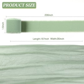 Table Runner Cheesecloth and Fringe Chiffon Silk Ribbon Boho Gauze Natural Decor Rustic Table Runner for Wedding Baby Shower Birthday Party (Sage Green)