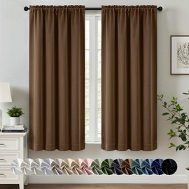 Brown Blackout Curtains for Bedroom Living Room 40"x63" Long 2 Panel