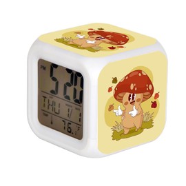 7 Color Change LED Digital Alarm Clock with Date Alarm Thermometer Home Desktop Child Alarm Clock Mushroom