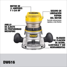 DEWALT Router, Fixed Base, 1-3/4-HP, 11.0 Amp Motor (DW616)