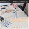 GREBSTK 9.5in Wood Chisel Set for Woodworking, 4pcs Chrome Vanadium