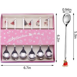 Set of 6 Christmas Spoons, Christmas Tea Spoons, Christmas Tableware, Christmas Cutlery, Coffee Spoon, Stainless Steel Christmas Spoon, Christmas Cutlery, Christmas Table Decoration (Sliver)
