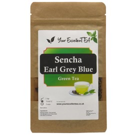 Sencha Green Earl Grey Blue Flower - China Green Loose Leaf Tea - Chineese Leaves with Bergamot Flavour(150g)