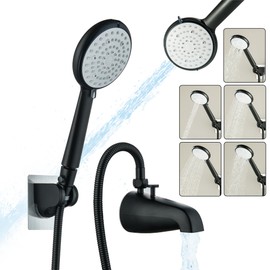 DOUBLUOEG Tub Spout with Diverter, 6 Settings Handheld Shower, Bathtub Faucet with Sprayer, Matte Black