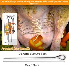 12 Pcs Stainless Steel BBQ Skewers, Heavy Duty Metal Skewers for Grilling, Shish Kebab, Shrimp, Rust-Proof Barbecue Needle, Reusable, Rust-Proof, Dishwasher Safe Barbecue Accessories (30CM)