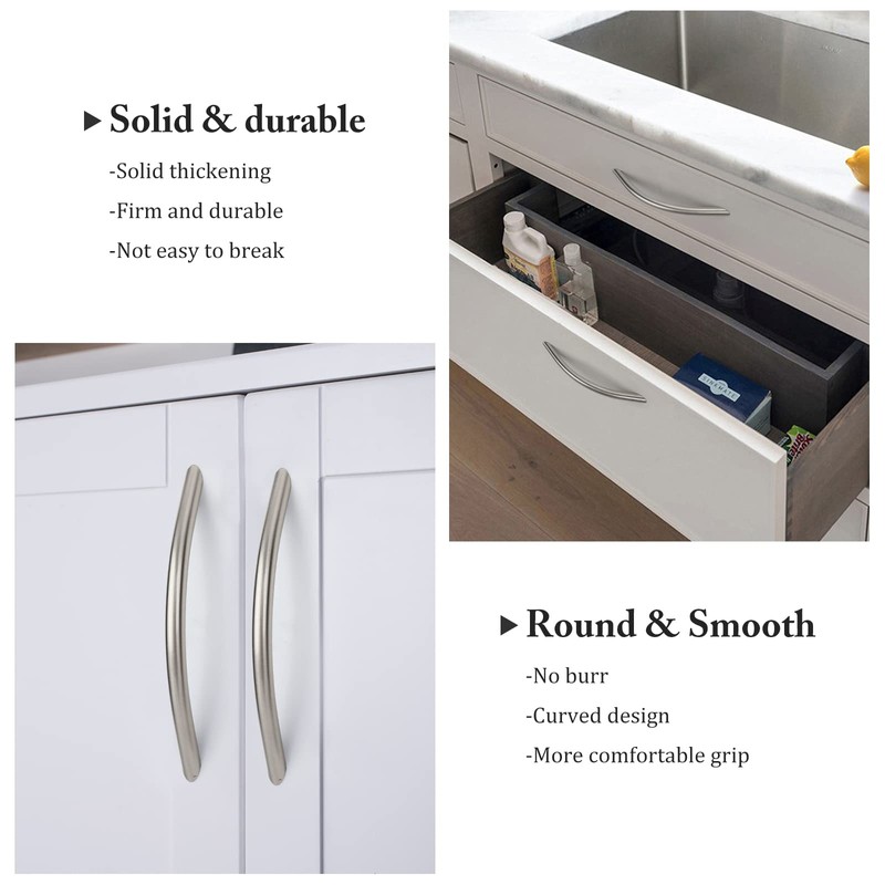 homdiy 10 Pack Brushed Nickel Cabinet Pulls 6 1/4 Inch