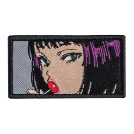 Anime Girl Embroidered Patches, Anime Gril Lollipop Patch Hook and Loop Decorative Patches Sew On for Clothing, Dress, Hat, Backbags