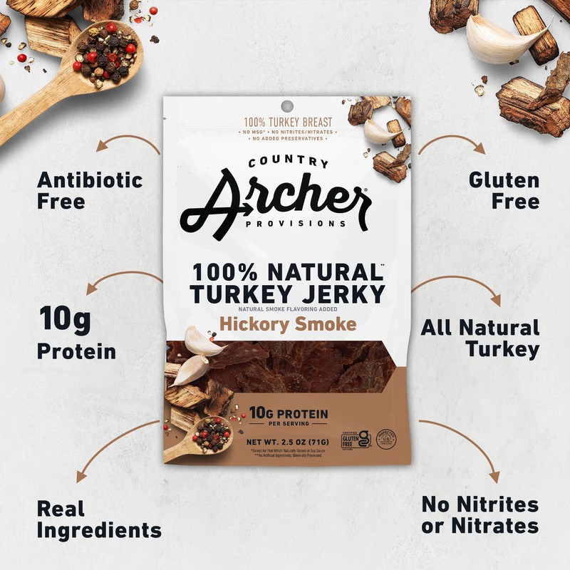 Country Archer Turkey Jerky - Turkey Meat Protein Snacks, Turkey