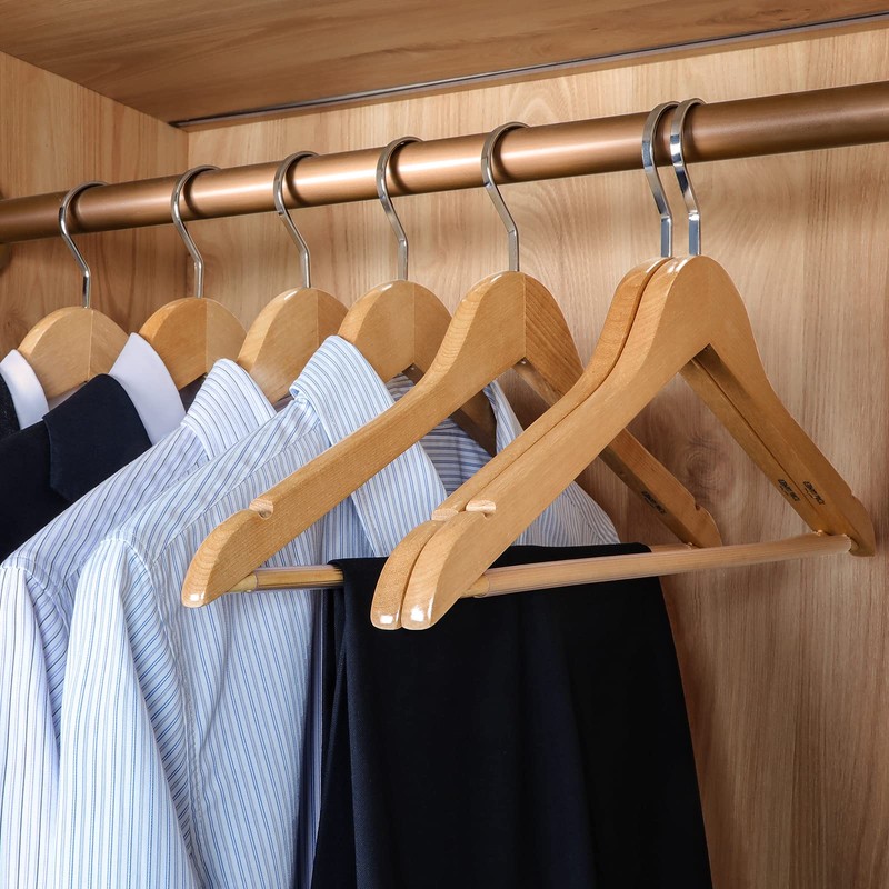 TOPIA Premium Wooden Hangers with Extra Thick Hook and Non