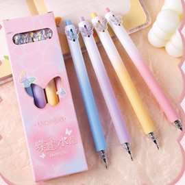 4 Pcs Cute Retractable Pens Aesthetic Butterfly Gel Pens with Floral Fragrance 0.5mm Fine Point Black Ink Smooth Writing Pen Gradient Kawaii Pen for Women Girls Office School Supplies (4Pcs Butterfly)