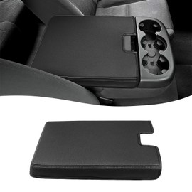 Center Console Cover for 2007-2013 Chevy Silverado Sierra Yukon Suburban Tahoe Accessories, Comfort Vinyl Leather Armrest Cover Arm Rest Cushion, Jump Seat Only(Gray Stitches)