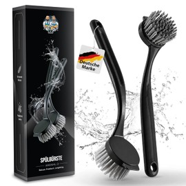 Washing Up Brush, Kitchen Brush, Cleaning Brush, Dish Brush, Washing Up Brush with Robust Bristles, Durable Washing Up Brushes Set of 2 (Black)