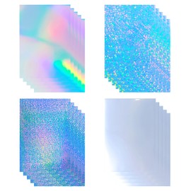 20 Sheets Holographic Printable Sticker Paper 8.5x 11 inch Waterproof Sticker Paper Rainbow Vinyl Sticker Paper 4 Mixed Style for Inkjet/Laser Printer