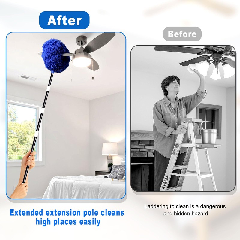 Ceiling Fan Cleaner Duster with Extra Long and Thick Extension