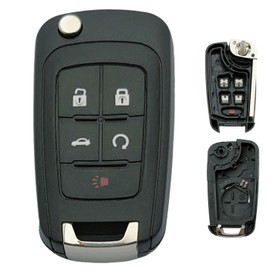Replacement Key Fob Shell Case Fits for Chevy Cruze Malibu Equinox Sonic Impala GMC Terrain Buick Lacrosse 2011-2016 Keyless Entry Remote Control 5 Button Flip Key Pad Cover (5 Button)