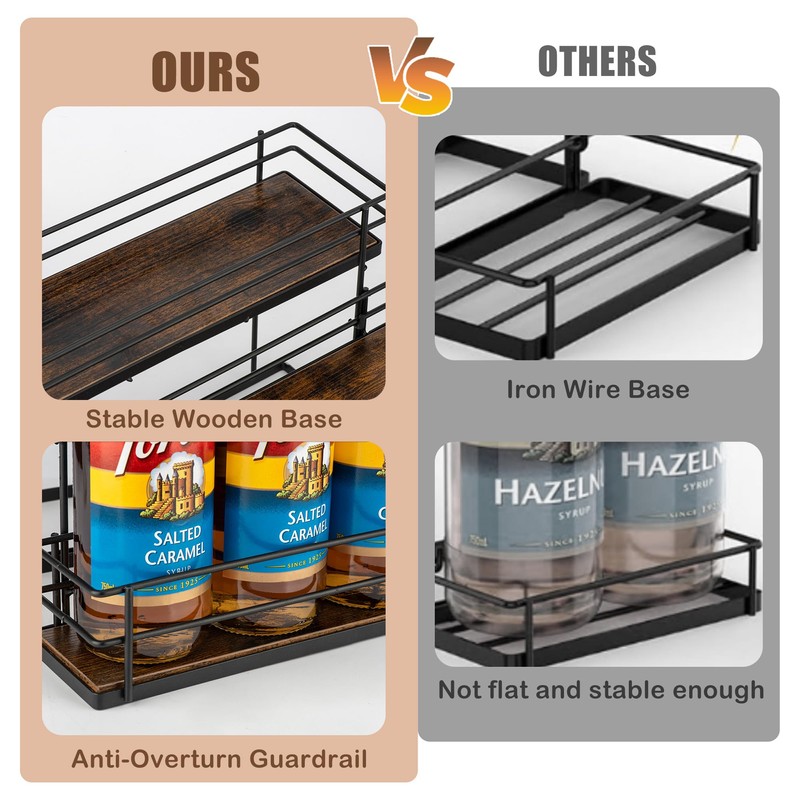 EFYSE Coffee Syrup Organizer Rack, 2 Tier Syrup Holder for