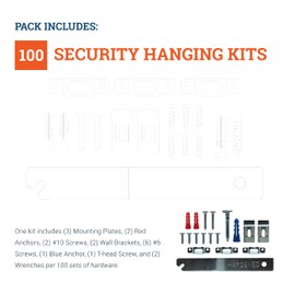 Frame Lock Security Hanging Kits with T-Head Screws - Anti-Theft Security Lock Hangers for Art in Museums, Art Galleries, Hotels and Restaurant - Supports Up to 15 Pounds (100)