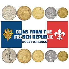 Hobby of Kings Different Coins - Old, Collectible French Foreign Currency for Collecting Book - Unique, Commemorative World Money Sets - Gifts for Collectors - Collection of 5