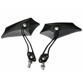 MotorToGo 1Pair Black and Carbon Fiber look Motorcycle Pentagon Mirrors Compatible for 1991 Yamaha FZR600R Vance and Hines Replica, Large, MR306F-Y1-1991FZR600RVanceandHinesReplic