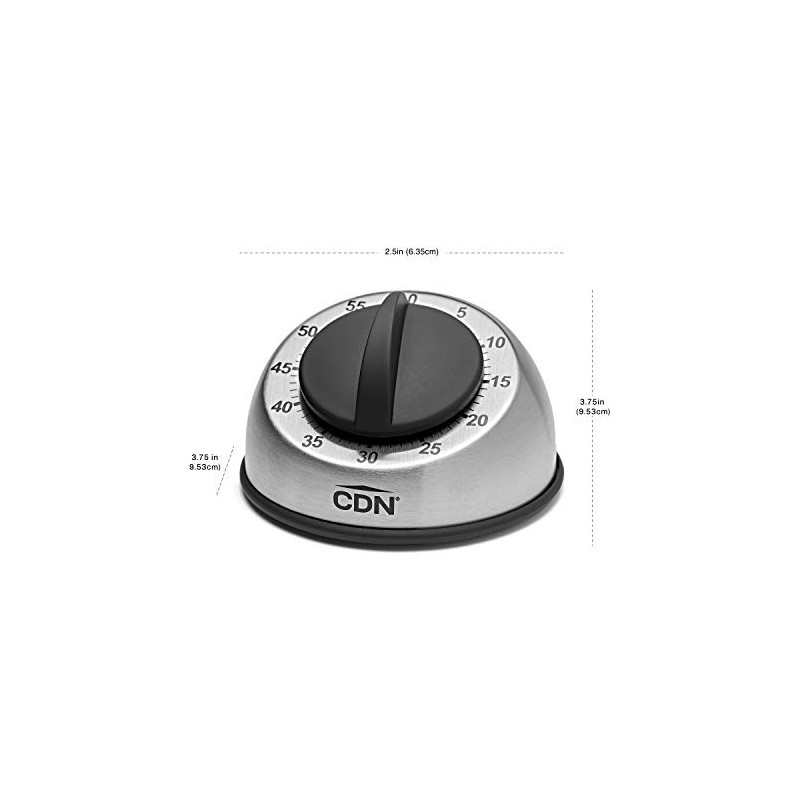 CDN Compact 60-Minute Mechanical Timer | Easy-to-Read 2.5” Dial |
