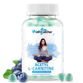 Acetyl L-Carnitine Supplement 1000MG Gummies - Sugar Free Alcar L-Carnitine Gummies for Men Women Support Muscle Endurance Brain Health Energy Metabolism - Vegan Non-GMO Blueberry Flavored 60CT