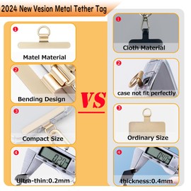 Turkalla Phone Tether Tab,Ultra-thin 0.2mm Bending Design Universal Stainless Steel Phone Lanyard Tab Without Adhesive,Metal Phone Lanyard Replacement Patch for Cell Phone (Silver)