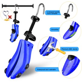 eachway Shoe Stretcher Shoe Trees,Adjustable Length & Width for Men and Women (M(for M's Us6.5-10; Wm's Us10-13.5) Blue)