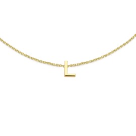 CARISSIMA Women's 9ct Yellow Gold 3.5mm x 5mm "L" Initial Adjustable Bracelet 15cm/6"-18.5cm/7.25"