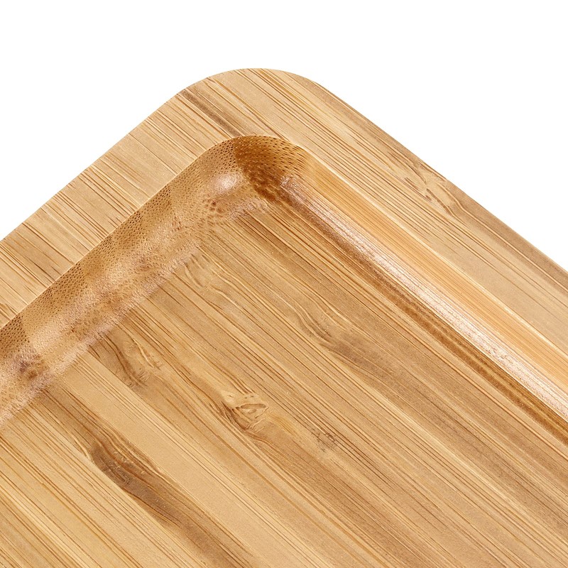 MUKLEI 4 Pack 11.8 Inches Square Bamboo Tray, Natural Bamboo