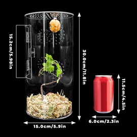 Jumping Spider Enclosure, Acrylic Reptile Terrarium with Magnet Door, Insect Terrarium Accessories, Reptile Tank for Jumping Spiders, Praying Mantis, Hermit Crabs, Snails, Tarantulas