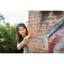 BS Toys Schießspiel - Gummiband-Pistole - Zielscheiben-Umkippen - Für 6+ Jahre - Braun