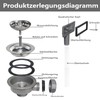 LANZLC Strainer Basket Valve Stainless Steel with Overflow 114 mm,