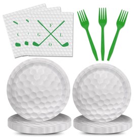 AGoooodySet 96pcs Golf Party Plates Nakins Golf Birthday Party Supplies Paper Plates Plastic Forks Disposable Tableware Set for Kids Serve 24 Guests