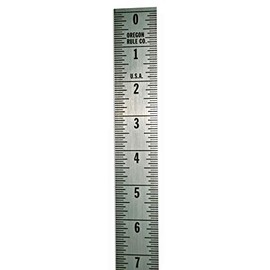 Oregon Rule Co. Ruler Adhesive Backed 1 1/4 Inch Wide X 36 Inch Long Vertical Down Fractional 1/16' Grads Silver